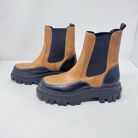 Marc Fisher LTD Morgan Leather Lug-Sole Chelsea Booties Boots Women’s 9.5M - Picture 1 of 10